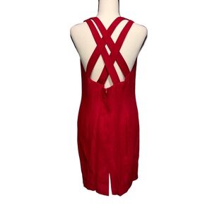 Vintage Strappy Back Sheath Dress Cocktail Women Size‎ 12 Red CDC Petites